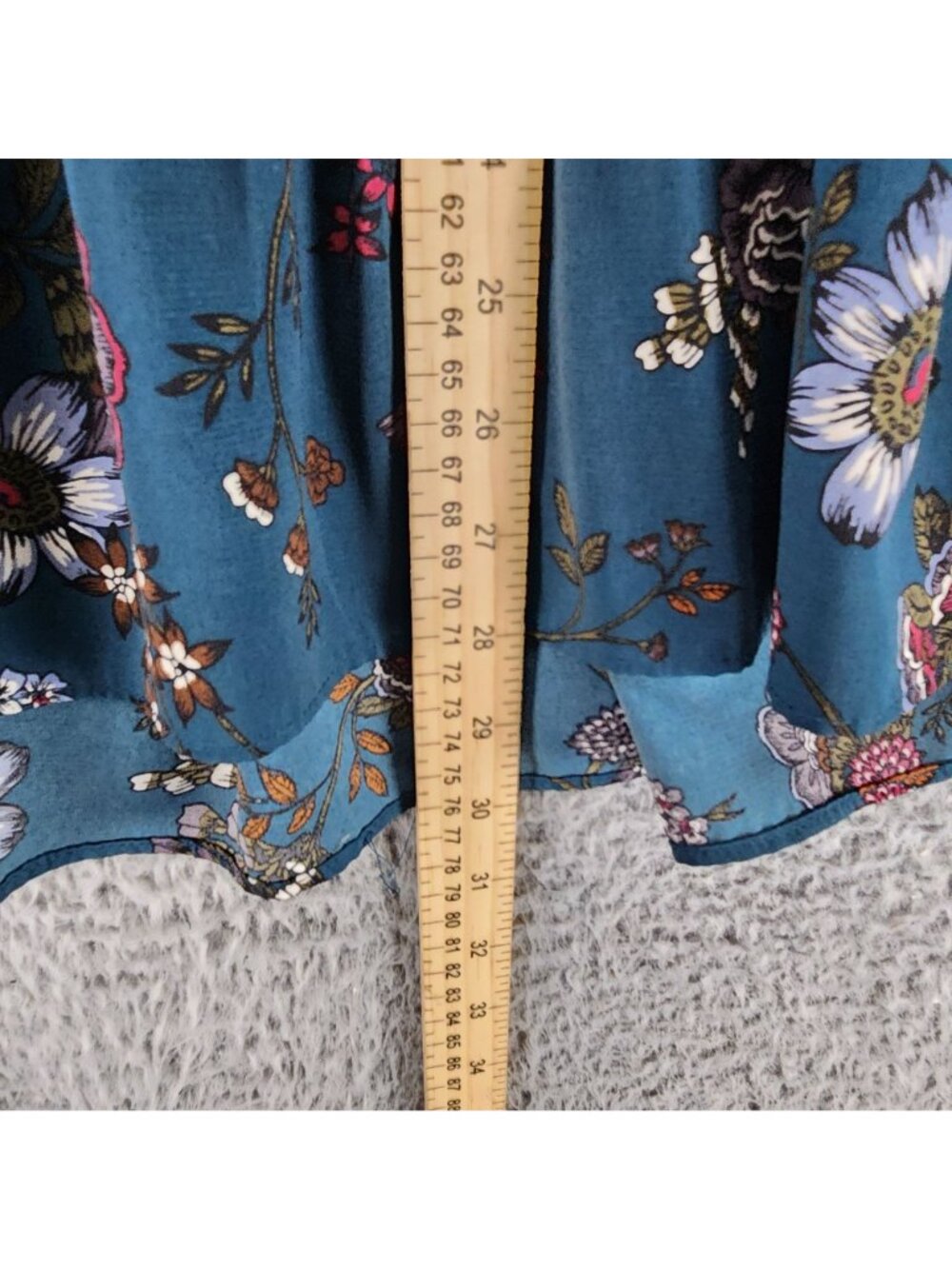 Maurices Top Womens Medium Blue Floral Print Long Sleeve Blouse - Picture 5 of 9